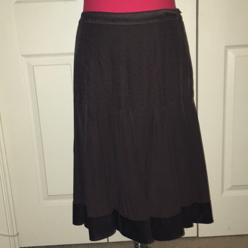 Brown J. Crew silk skirt
